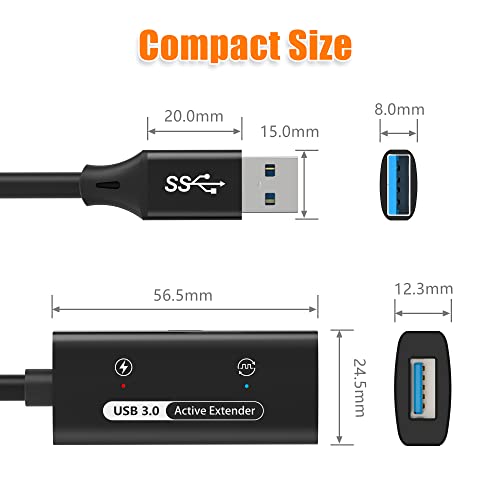 AGVEE [16.5ft / 5M USB 3.0 כבל הארכה פעיל, USB3.0 משחזר מאריך זכר לנקבה אולטרה אולטרה חוט בוסטר ארוך
